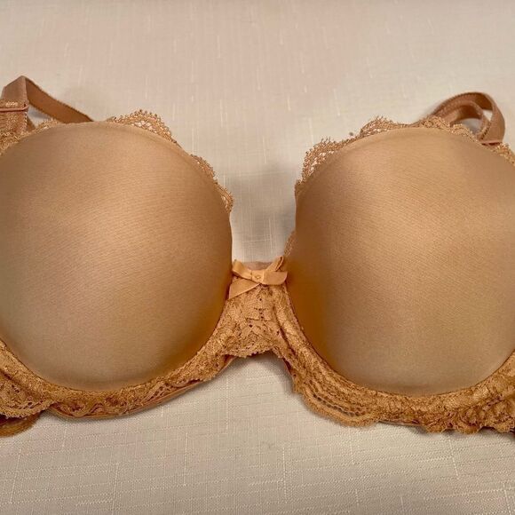 TAUPE VICTORIA’s SECRET DREAM ANGELS LINED DEMI BRA 32C - Picture 2 of 7